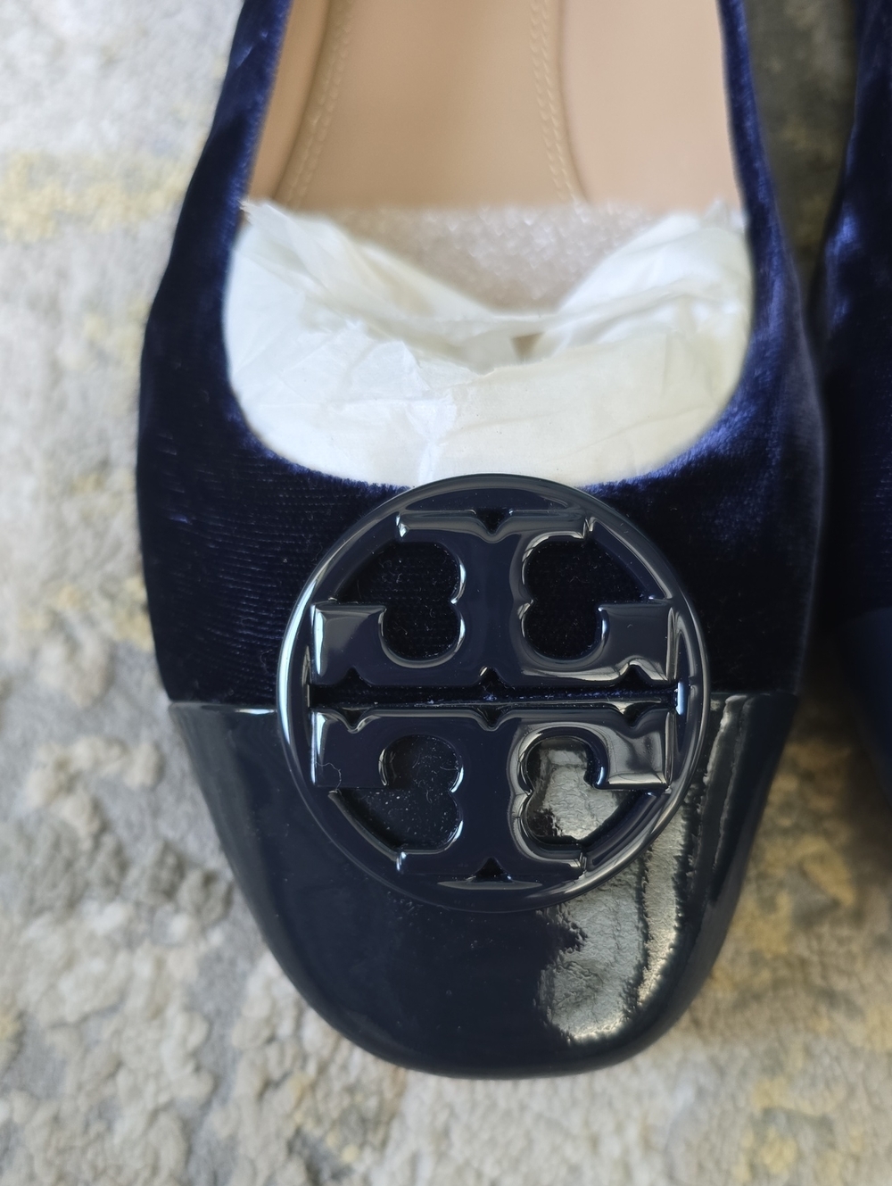 Tory Burch Chelsea Cap-Toe Ballet Flats in Royal Navy Velvet Size 9.5 - Picture 10 of 12